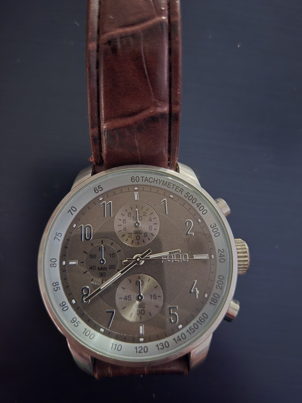 Folio Brown Men's Chronograph Watch with Tachymeter